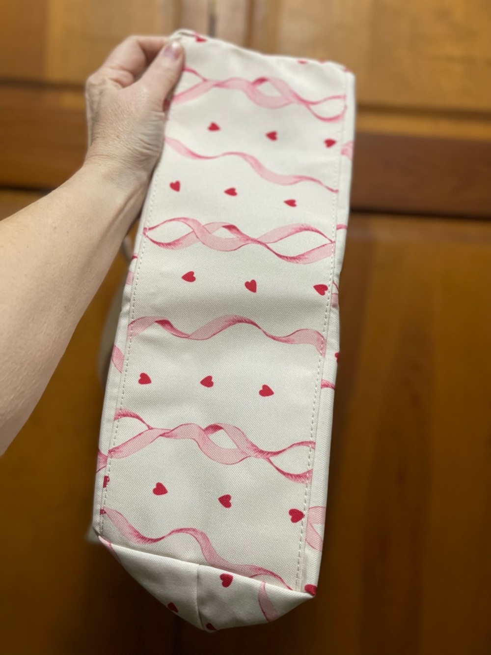 Soma White Tote with Pink Ribbon & Heart Print NWT - Picture 5 of 6